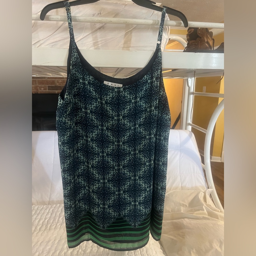 Stylish Blue and Green Patterned Tank Top